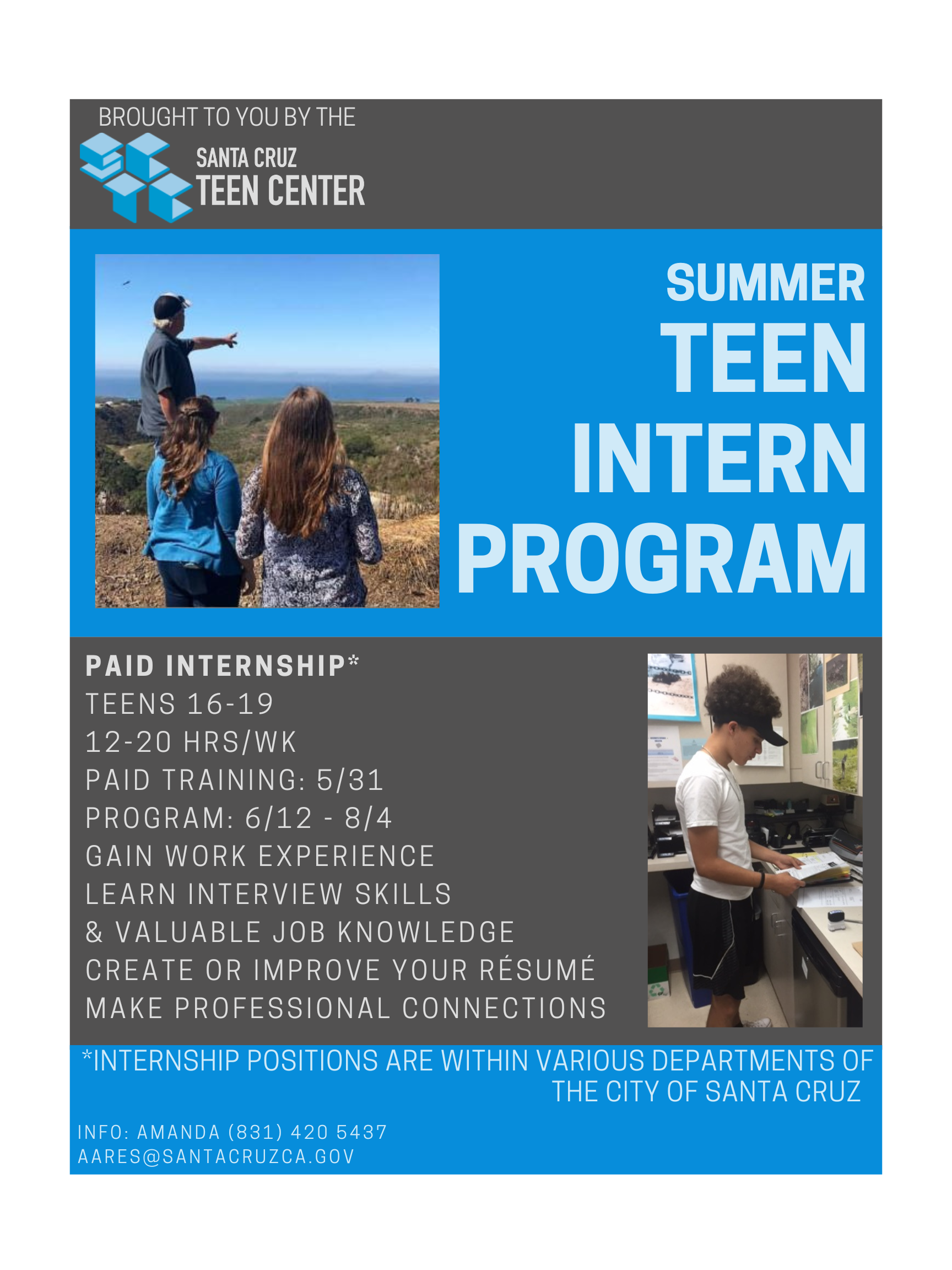 Teen intern program flier