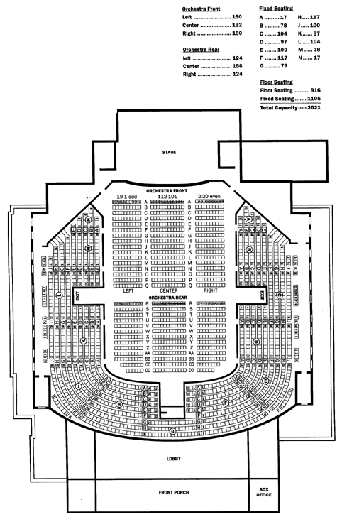 Diagram of the seating map for the Civic Auditorium
