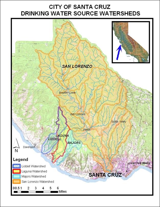 City of Santa Cruz Water Department Drinking Water Source Watersheds Map